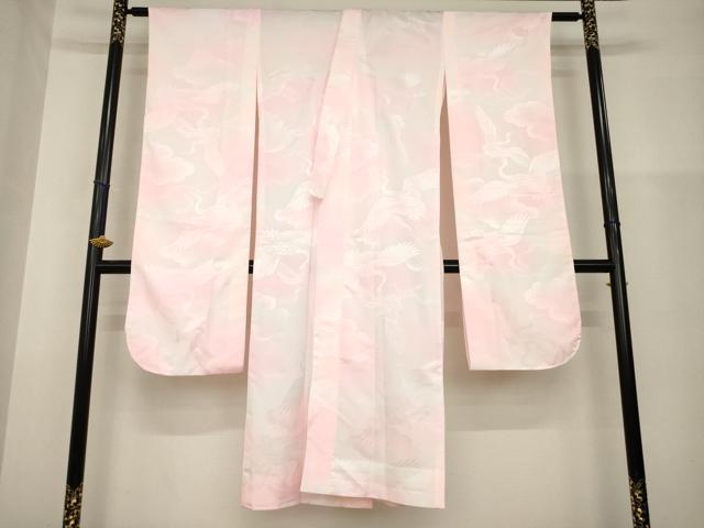 平和屋着物●豪華振袖・長襦袢(無双仕立て)セット　駒刺繍　草花文　暈し染め　金彩　正絹　逸品　AABH3294ck