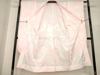 平和屋着物●豪華振袖・長襦袢(無双仕立て)セット　駒刺繍　草花文　暈し染め　金彩　正絹　逸品　AABH3294ck