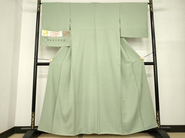平和屋着物●上質な色無地　前田家伝承文様　釉彩染　岩井茶色　反端付き　正絹　逸品　AABH3295ck