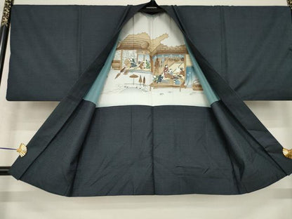 平和屋着物●男性　本場大島紬　アンサンブル　長襦袢(袷)セット　100亀甲　総詰め　正絹　逸品　AABH3299ck