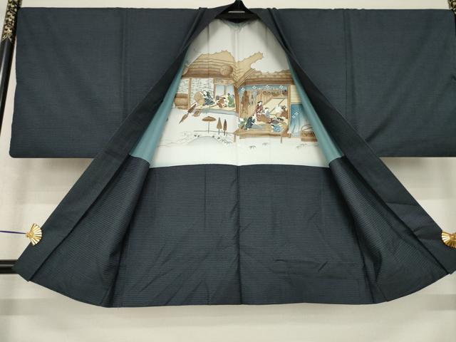 平和屋着物●男性　本場大島紬　アンサンブル　長襦袢(袷)セット　100亀甲　総詰め　正絹　逸品　AABH3299ck