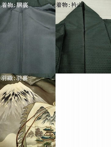 平和屋着物●男性　本場大島紬　アンサンブル　亀甲絣　正絹　逸品　AABH3301ck