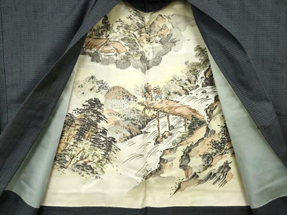 平和屋着物●男性　本場大島紬　アンサンブル　手織　100亀甲　総詰め　証紙付き　正絹　逸品　AABH3303ck