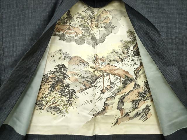 平和屋着物●男性　本場大島紬　アンサンブル　手織　100亀甲　総詰め　証紙付き　正絹　逸品　AABH3303ck