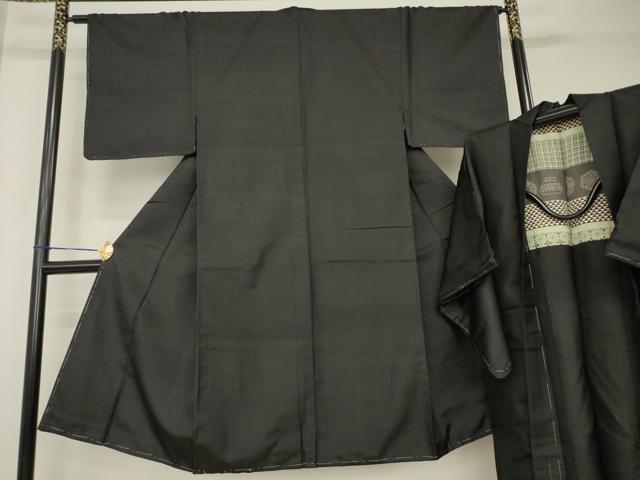 平和屋着物●男性　紬　アンサンブル　綾織　蝋色　正絹　逸品　未使用　AABH3307ck