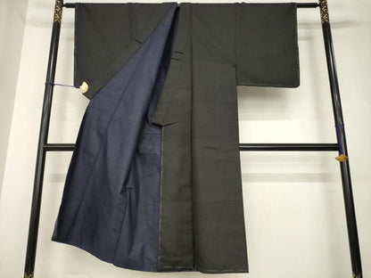 平和屋着物●男性　紬　アンサンブル　綾織　蝋色　正絹　逸品　未使用　AABH3307ck