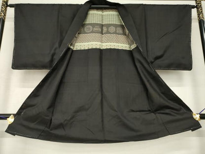 平和屋着物●男性　紬　アンサンブル　綾織　蝋色　正絹　逸品　未使用　AABH3307ck