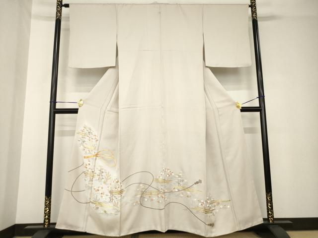 平和屋着物●豪華色留袖　友禅　駒刺繍　松竹梅　正絹　逸品　AABH3309ck