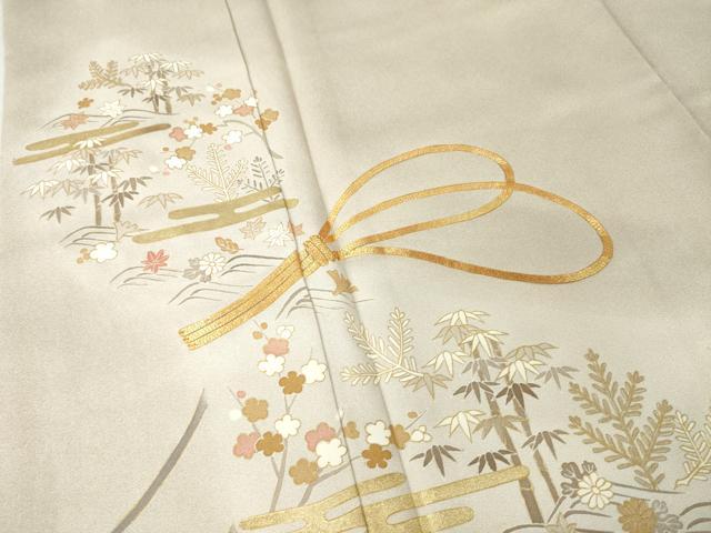 平和屋着物●豪華色留袖　友禅　駒刺繍　松竹梅　正絹　逸品　AABH3309ck