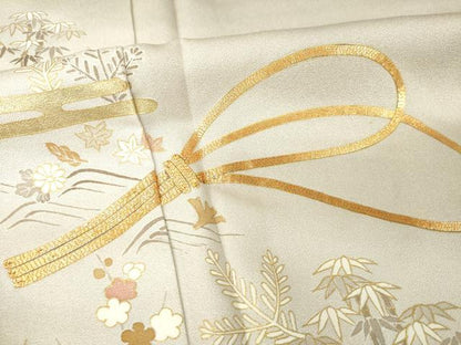 平和屋着物●豪華色留袖　友禅　駒刺繍　松竹梅　正絹　逸品　AABH3309ck