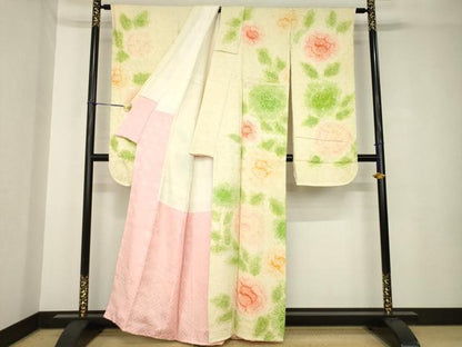 平和屋着物●豪華振袖　総絞り　舞花文　正絹　逸品　AABH3312ck