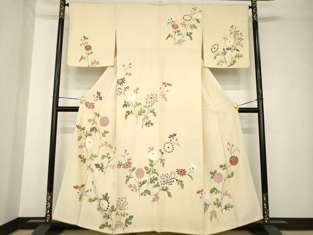 平和屋着物●訪問着　草花文　正絹　逸品　AABH3313ck