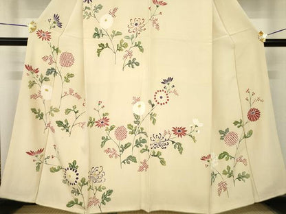 平和屋着物●訪問着　草花文　正絹　逸品　AABH3313ck