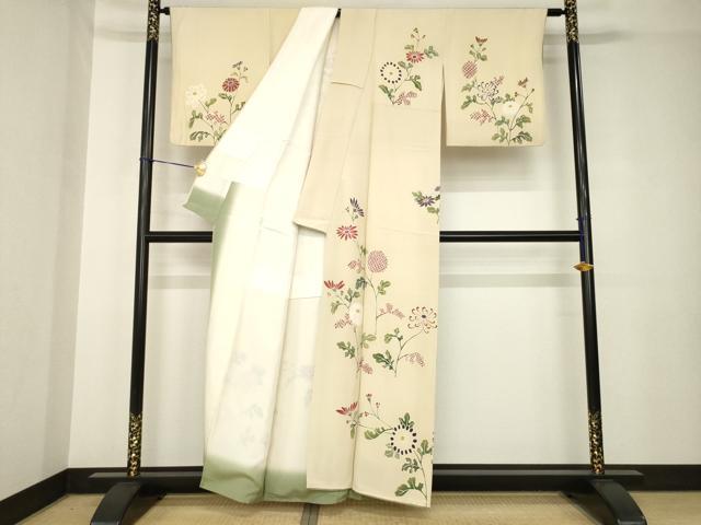 平和屋着物●訪問着　草花文　正絹　逸品　AABH3313ck
