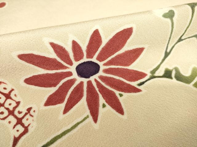 平和屋着物●訪問着　草花文　正絹　逸品　AABH3313ck