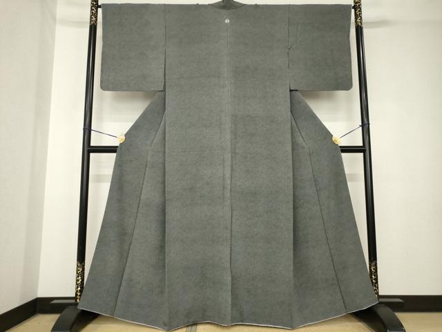 平和屋着物●小紋師　黒岩秀硯　江戸小紋　極小鮫小紋柄　黒地　正絹　逸品　AABH3314ck