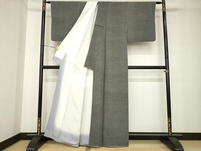 平和屋着物●小紋師　黒岩秀硯　江戸小紋　極小鮫小紋柄　黒地　正絹　逸品　AABH3314ck 平和屋着物○小紋師 黒岩秀硯 江戸小紋 極小鮫小紋柄 黒地