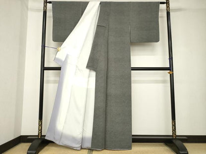 平和屋着物●小紋師　黒岩秀硯　江戸小紋　極小鮫小紋柄　黒地　正絹　逸品　AABH3314ck