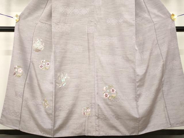 平和屋着物●訪問着　紬地　刺繍　花丸文　金銀糸　正絹　逸品　AABH3317ck 平和屋着物○訪問着 紬地 刺繍 花丸文 金銀糸 正絹 逸品 AABH3317ck