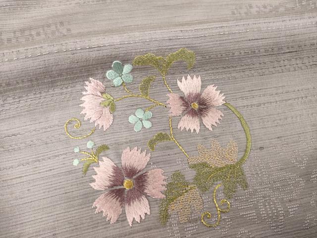 平和屋着物●訪問着　紬地　刺繍　花丸文　金銀糸　正絹　逸品　AABH3317ck 平和屋着物○訪問着 紬地 刺繍 花丸文 金銀糸 正絹 逸品 AABH3317ck