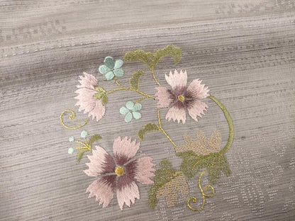 平和屋着物●訪問着　紬地　刺繍　花丸文　金銀糸　正絹　逸品　AABH3317ck