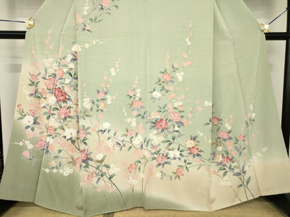 平和屋着物●訪問着　友禅　作家物　枝花文　暈し染め　正絹　逸品　AABH3318ck