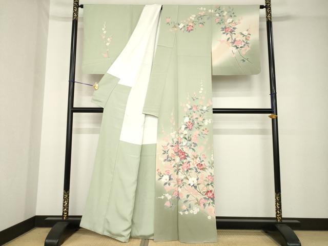 平和屋着物●訪問着　友禅　作家物　枝花文　暈し染め　正絹　逸品　AABH3318ck