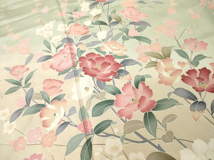 平和屋着物●訪問着　友禅　作家物　枝花文　暈し染め　正絹　逸品　AABH3318ck