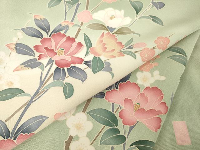 平和屋着物●訪問着　友禅　作家物　枝花文　暈し染め　正絹　逸品　AABH3318ck