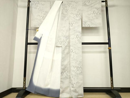 平和屋着物●本場大島紬　白大島　カタス7マルキ　雲重ね宮殿花文　正絹　逸品　AABH3319ck