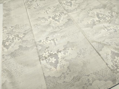 平和屋着物●本場大島紬　白大島　カタス7マルキ　雲重ね宮殿花文　正絹　逸品　AABH3319ck