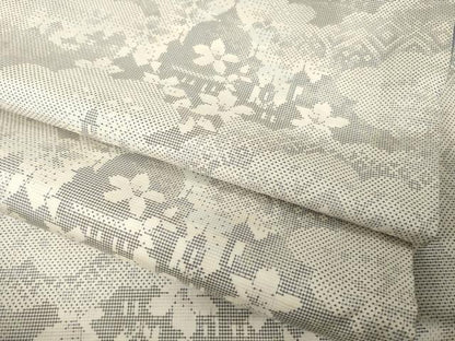 平和屋着物●本場大島紬　白大島　カタス7マルキ　雲重ね宮殿花文　正絹　逸品　AABH3319ck