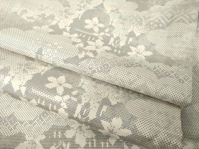 平和屋着物●本場大島紬　白大島　カタス7マルキ　雲重ね宮殿花文　正絹　逸品　AABH3319ck