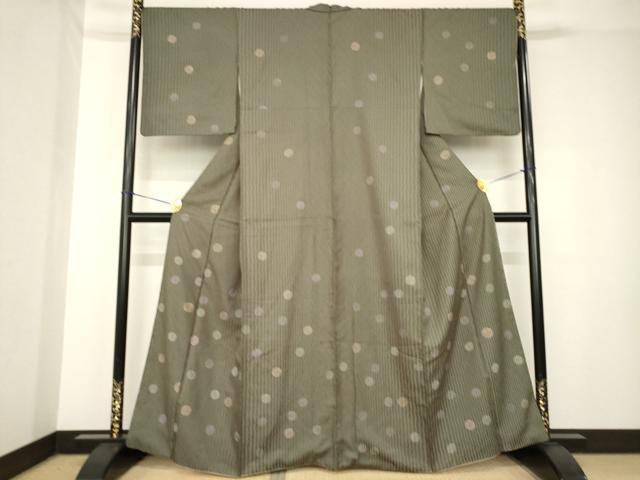 平和屋着物●訪問着　丸文　藍媚茶色地　金彩　正絹　逸品　AABH3321ck
