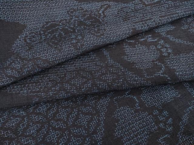 平和屋着物●結城紬　80亀甲　地紙唐草文　正絹　逸品　未使用　AABH3322ck