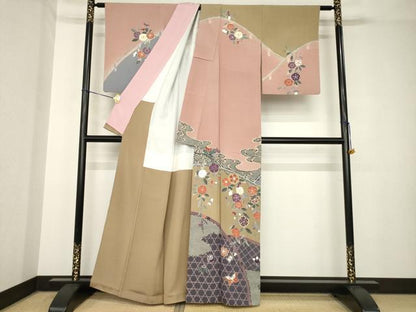 平和屋着物●訪問着　友禅　流水花籬文　ますいわ屋扱い　正絹　逸品　AABH3326ck