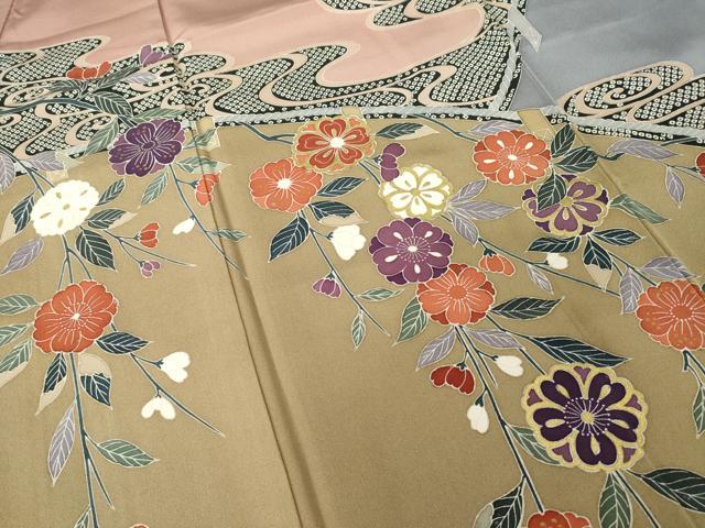 平和屋着物●訪問着　友禅　流水花籬文　ますいわ屋扱い　正絹　逸品　AABH3326ck