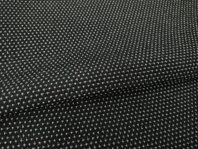 平和屋着物●本塩沢　蚊絣　黒地　正絹　逸品　未使用　AABH3328ck