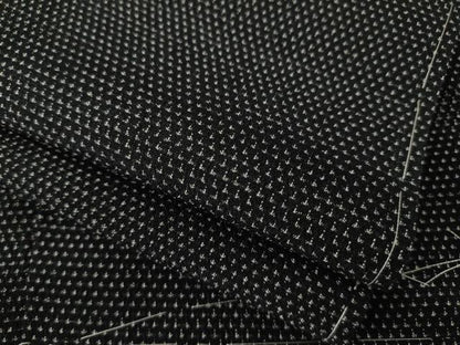 平和屋着物●本塩沢　蚊絣　黒地　正絹　逸品　未使用　AABH3328ck