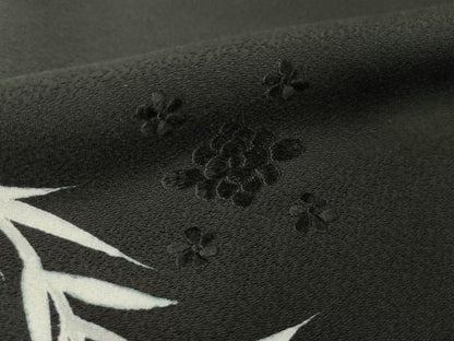 平和屋着物●訪問着　枝垂れ文　黒地　正絹　逸品　AABH3330ck