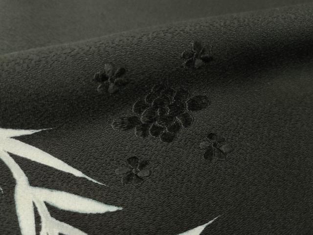 平和屋着物●訪問着　枝垂れ文　黒地　正絹　逸品　AABH3330ck