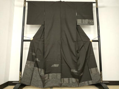 平和屋着物●本場大島紬　訪問着　横段文　正絹　逸品　AABH3331ck