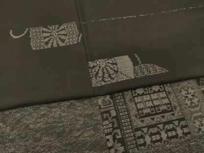 平和屋着物●本場大島紬　訪問着　横段文　正絹　逸品　AABH3331ck