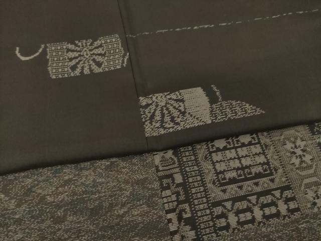 平和屋着物●本場大島紬　訪問着　横段文　正絹　逸品　AABH3331ck