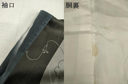 平和屋着物●男性　小紋　よろけ蔦草間道　正絹　逸品　AABH3332ck