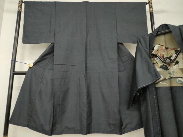 平和屋着物●男性　本場大島紬　アンサンブル　変わり格子　正絹　逸品　AABH3335ck