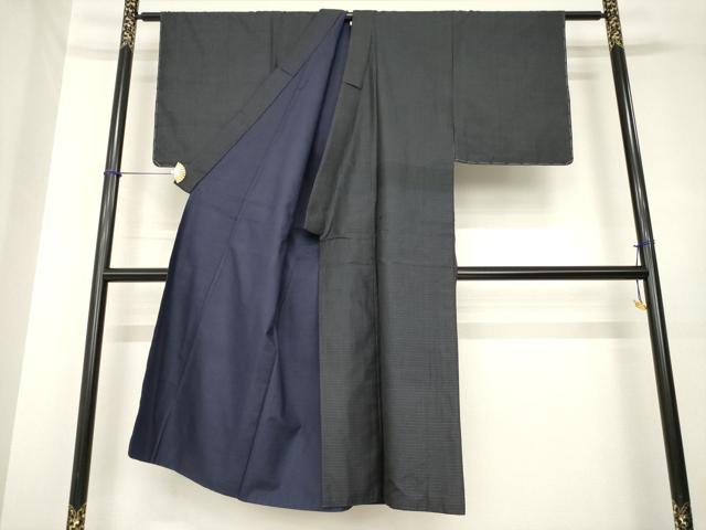 平和屋着物●男性　本場大島紬　アンサンブル　変わり格子　正絹　逸品　AABH3335ck