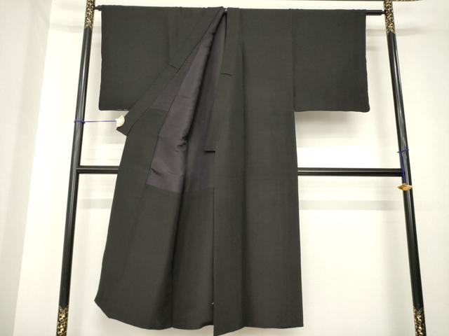 平和屋着物●男性　紬　アンサンブル　黒地　正絹　逸品　AABH3336ck