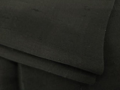 平和屋着物●男性　紬　アンサンブル　黒地　正絹　逸品　AABH3336ck