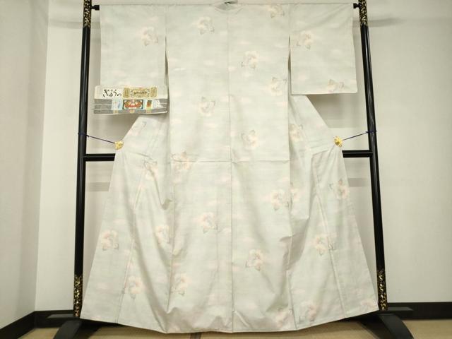 平和屋着物●本場大島紬　白大島　一元7マルキ　舞花文　久野織物謹製　証紙付き　正絹　逸品　AABH3337ck